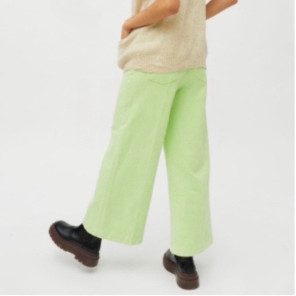 Urban Outfitters Wide Leg Lena Jeans Women’s 27 High Rise Faded Lime Green Wash - Picture 3 of 13